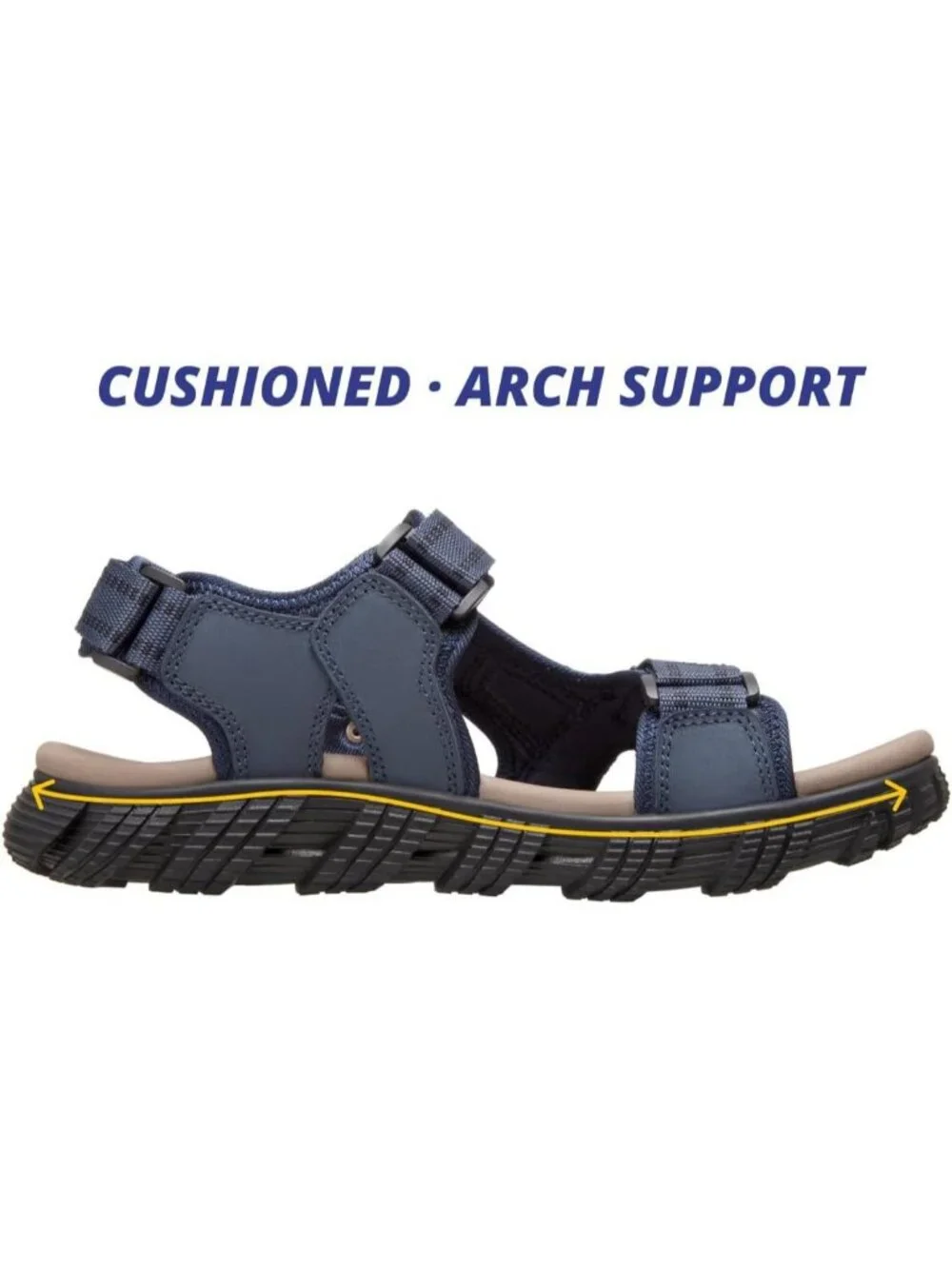 Men's Dark Blue Leather Waterproof Athletic Arch Support Hiking Sandal Shoes